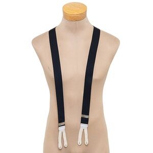 VINTAGE BROOKS BROTHERS FORMAL NYLON LEATHER SILK SUSPENDERS BRACES BLACK WHITE
